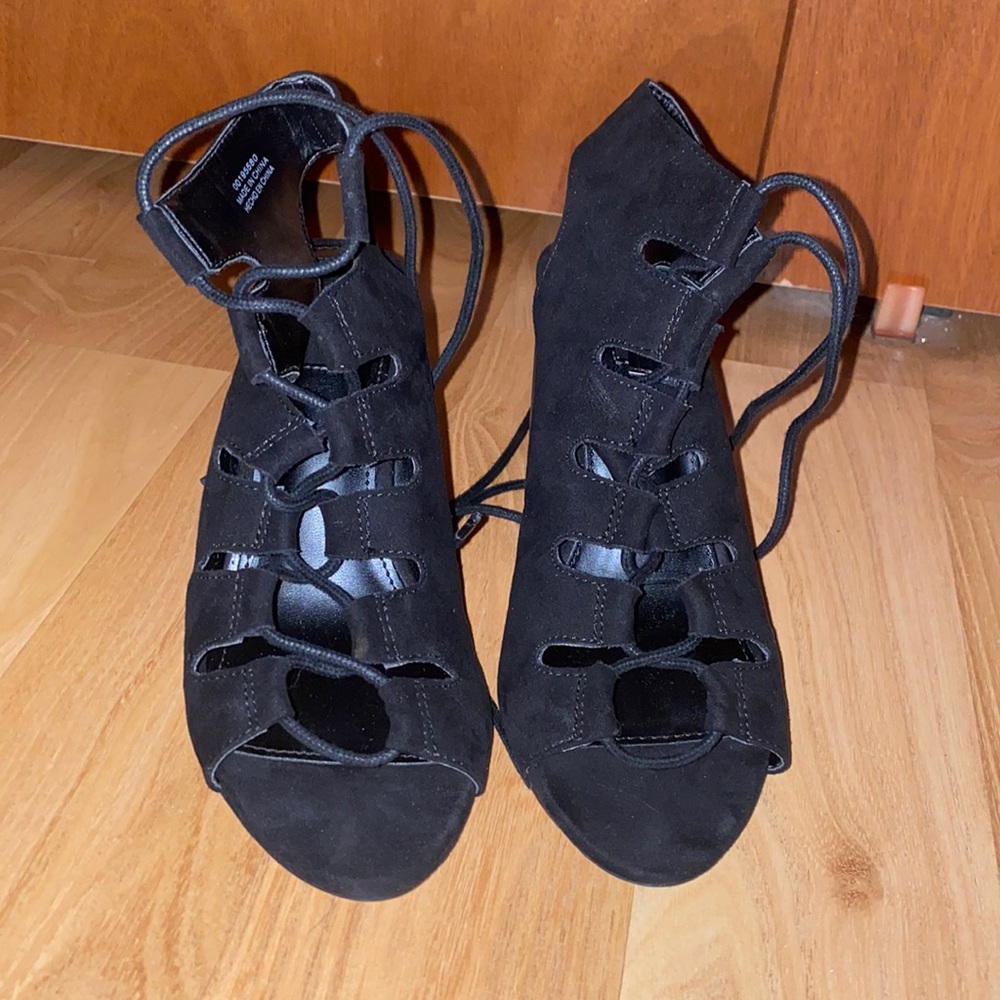 Black lace up sandals